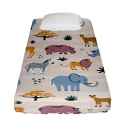 Wild Animals Seamless Pattern Fitted Sheet (single Size) by Vaneshart