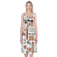 Seamless-pattern-with-london-elements-landmarks Midi Sleeveless Dress