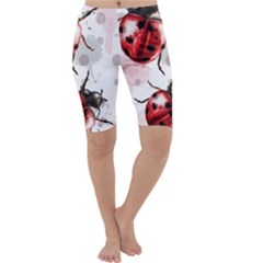 Ladybugs-pattern-texture-watercolor Cropped Leggings  by Vaneshart