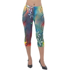 Flower Dna Lightweight Velour Capri Leggings  by RobLilly