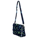 Abstract wildflowers dark blue background-blue flowers blossoms flat retro seamless pattern daisy Shoulder Bag with Back Zipper View2