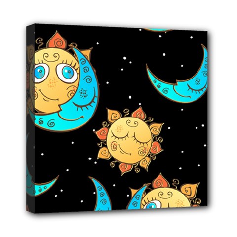 Seamless Pattern With Sun Moon Children Mini Canvas 8  X 8  (stretched)