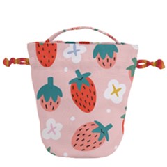 Strawberry Seamless Pattern Drawstring Bucket Bag by BangZart