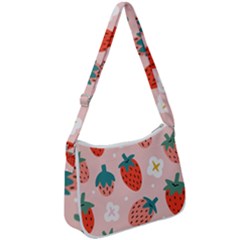 Strawberry Seamless Pattern Zip Up Shoulder Bag by BangZart