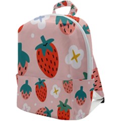 Strawberry Seamless Pattern Zip Up Backpack by BangZart