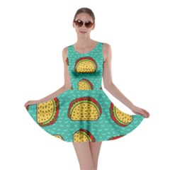 Taco Drawing Background Mexican Fast Food Pattern Skater Dress by BangZart