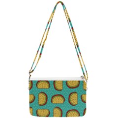 Taco Drawing Background Mexican Fast Food Pattern Double Gusset Crossbody Bag by BangZart