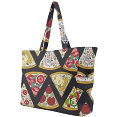 Vector Seamless Pattern With Italian Pizza Top View Simple Shoulder Bag by BangZart