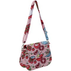 Tomato Seamless Pattern Juicy Tomatoes Food Sauce Ketchup Soup Paste With Fresh Red Vegetables Saddle Handbag by BangZart