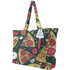 Vector Seamless Pizza Slice Pattern Hand Drawn Pizza Illustration Great Background Simple Shoulder Bag by BangZart