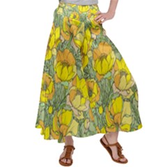 Seamless Pattern With Graphic Spring Flowers Satin Palazzo Pants by BangZart