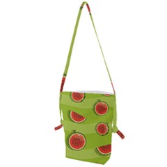 Seamless Background With Watermelon Slices Folding Shoulder Bag by BangZart