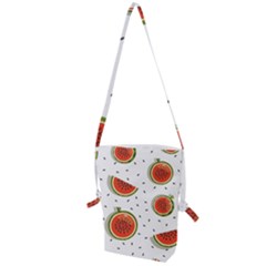 Seamless-background-pattern-with-watermelon-slices Folding Shoulder Bag by BangZart