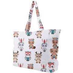 Cute Cartoon Boho Animals Seamless Pattern Simple Shoulder Bag by BangZart