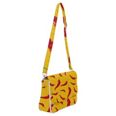 Chili Vegetable Pattern Background Shoulder Bag With Back Zipper by BangZart