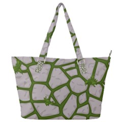 Cartoon Gray Stone Seamless Background Texture Pattern Green Full Print Shoulder Bag