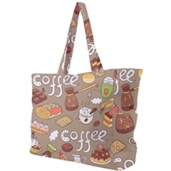 Vector Seamless Pattern With Doodle Coffee Equipment Simple Shoulder Bag by BangZart