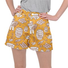 Vector Honey Element Doodle Seamless Pattern With Beehive Beeke Ripstop Shorts by BangZart