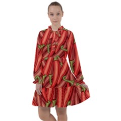 Seamless Chili Pepper Pattern All Frills Chiffon Dress by BangZart