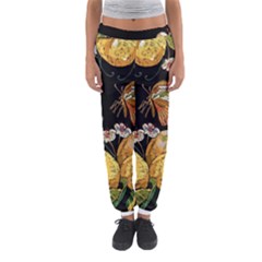 Embroidery Blossoming Lemons Butterfly Seamless Pattern Women s Jogger Sweatpants by BangZart