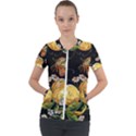 Embroidery blossoming lemons butterfly seamless pattern Short Sleeve Zip Up Jacket View1