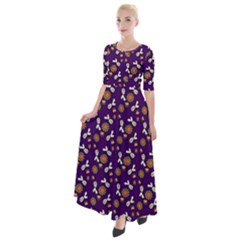 Clown Ghost Pattern Purple Half Sleeves Maxi Dress by snowwhitegirl