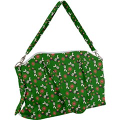 Clown Ghost Pattern Green Canvas Crossbody Bag by snowwhitegirl