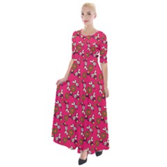 Clown Ghost Pattern Pink Half Sleeves Maxi Dress by snowwhitegirl