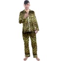 Gold and black, metallic leopard spots pattern, wild cats fur Men s Long Sleeve Satin Pyjamas Set View1