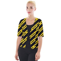 Warning Colors Yellow And Black - Police No Entrance 2 Cropped Button Cardigan by DinzDas