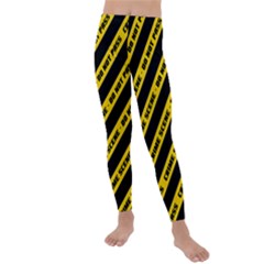 Warning Colors Yellow And Black - Police No Entrance 2 Kids  Lightweight Velour Leggings by DinzDas