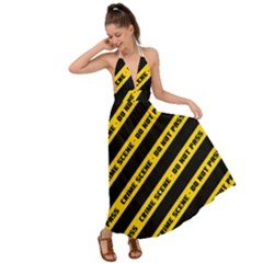 Warning Colors Yellow And Black - Police No Entrance 2 Backless Maxi Beach Dress by DinzDas