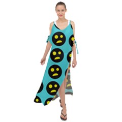 005 - Ugly Smiley With Horror Face - Scary Smiley Maxi Chiffon Cover Up Dress by DinzDas