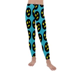 005 - Ugly Smiley With Horror Face - Scary Smiley Kids  Lightweight Velour Leggings by DinzDas