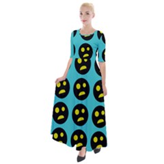 005 - Ugly Smiley With Horror Face - Scary Smiley Half Sleeves Maxi Dress by DinzDas