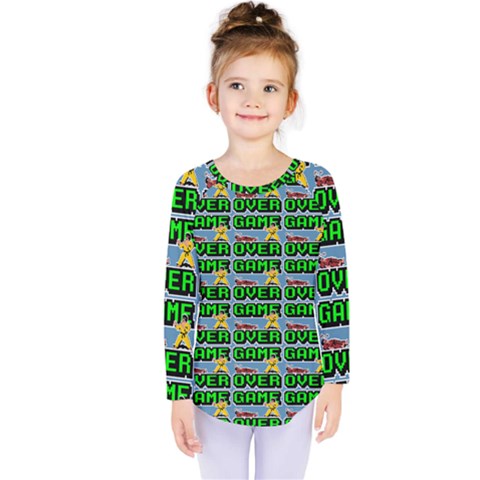 Game Over Karate And Gaming - Pixel Martial Arts Kids  Long Sleeve Tee by DinzDas