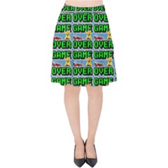 Game Over Karate And Gaming - Pixel Martial Arts Velvet High Waist Skirt by DinzDas