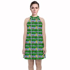 Game Over Karate And Gaming - Pixel Martial Arts Velvet Halter Neckline Dress  by DinzDas