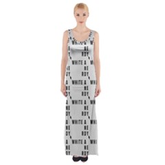 White And Nerdy - Computer Nerds And Geeks Thigh Split Maxi Dress by DinzDas