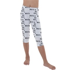 White And Nerdy - Computer Nerds And Geeks Kids  Lightweight Velour Capri Leggings  by DinzDas