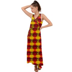 Japan Nippon Style - Japan Sun V-neck Chiffon Maxi Dress by DinzDas