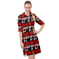 Just Killing It - Silly Toilet Stool Rocket Man Long Sleeve Mini Shirt Dress by DinzDas