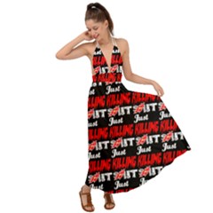 Just Killing It - Silly Toilet Stool Rocket Man Backless Maxi Beach Dress by DinzDas