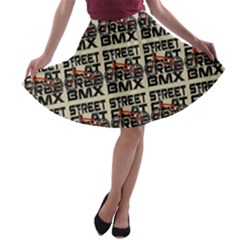 Bmx And Street Style - Urban Cycling Culture A-line Skater Skirt by DinzDas