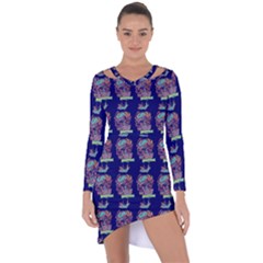 Jaw Dropping Horror Hippie Skull Asymmetric Cut-out Shift Dress by DinzDas