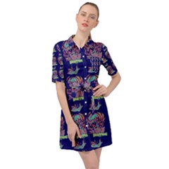 Jaw Dropping Horror Hippie Skull Belted Shirt Dress by DinzDas