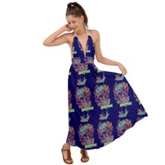 Jaw Dropping Horror Hippie Skull Backless Maxi Beach Dress by DinzDas