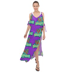 Jaw Dropping Comic Big Bang Poof Maxi Chiffon Cover Up Dress by DinzDas