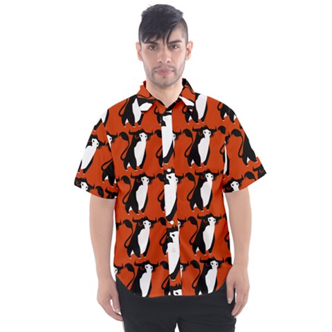  Bull In Comic Style Pattern - Mad Farming Animals Men s Short Sleeve Shirt by DinzDas