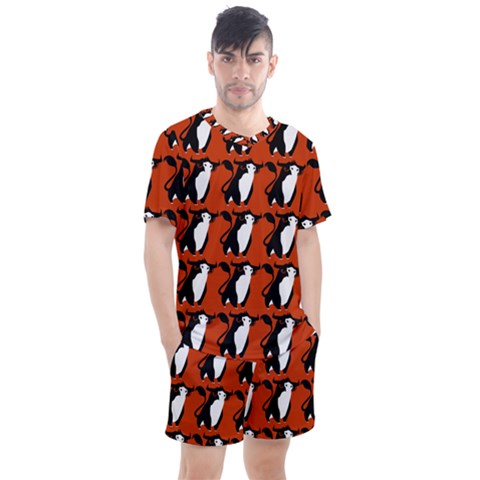  Bull In Comic Style Pattern - Mad Farming Animals Men s Mesh Tee And Shorts Set by DinzDas